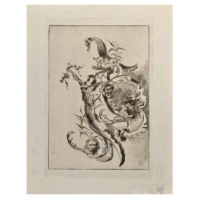 Edouard Dufeu, Floating, Original Etching, Late 19th Century For Sale