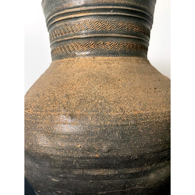 Fine Korean Pottery Footed Jar with Long Neck Silla Period For Sale - Image 11 of 18