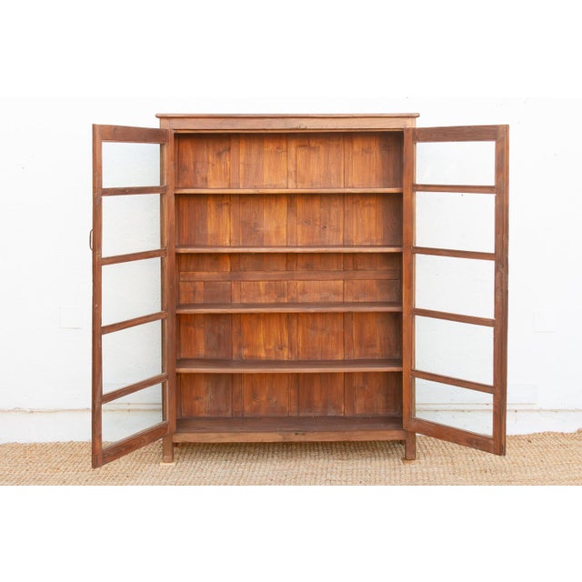19th Century Antique Colonial Veranda Teak Glass Cabinet For Sale - Image 5 of 7