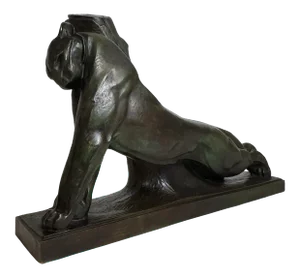 Early 20th Century French Bronze Sculpture of a Panther Bunting Signed André Vincent Becquerel