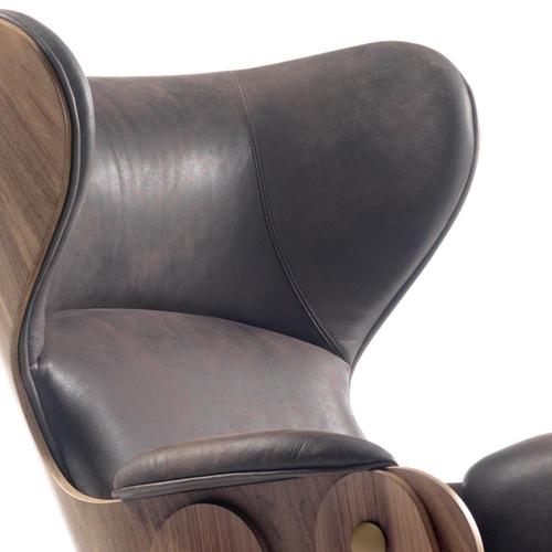 Wood Contemporary Plywood, Walnut, and Leather Upholstery Lounger from Jaime Hayon For Sale - Image 7 of 12