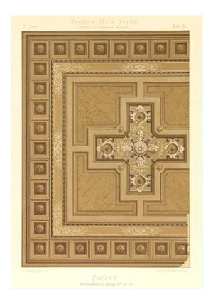 Stone Lithograph - Ornamental Ceiling Design, C. 1880