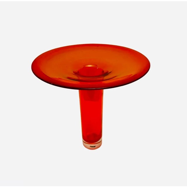 1960s Vintage 1960’s Flame Orange 9.25” Tall Top Hat Vase Japan (Rare). For Sale - Image 5 of 8
