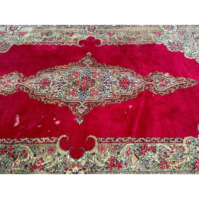 1950s Large Mid-Century Distressed Kirman Rug, 1950s For Sale - Image 5 of 18