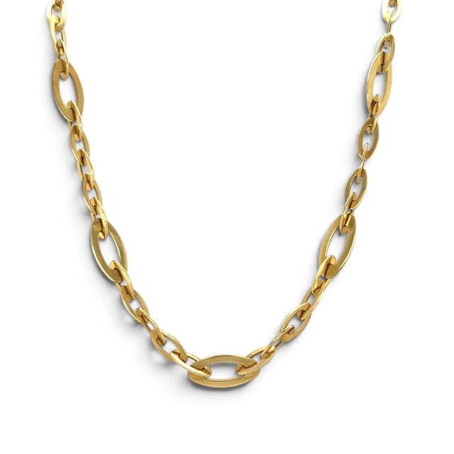 Roberto Coin, Yellow Gold Oval Link Toggle Necklace, 18k For Sale - Image 4 of 7