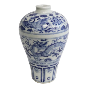 Vintage Blue and White Meiping Vase.