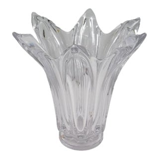 Mid 20th Century Cofrac Art Verrier Extra Large French Crystal Vase For Sale