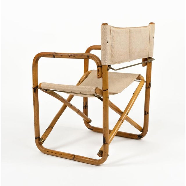 Mid-Century Bamboo and Fabric Director's Folding Chairs, Italy, 1960s, Set of 2 For Sale - Image 15 of 18