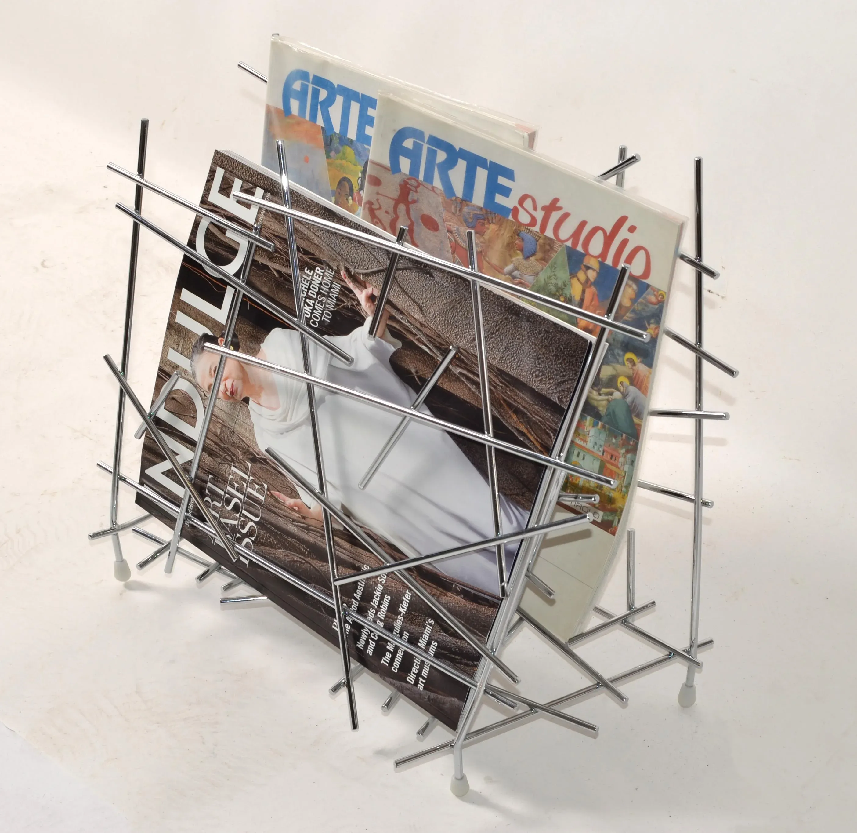 Alessi Chrome Steel Magazine Holder Stand Fratelli Campana Italy