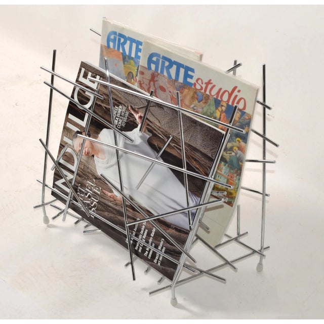 Alessi Chrome Steel Magazine Holder Stand Fratelli Campana