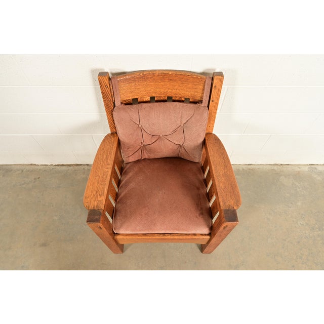 Early 20th Century Harden Furniture Antique Mission Oak Arts & Crafts Lounge Chair, Circa 1910 For Sale - Image 5 of 13