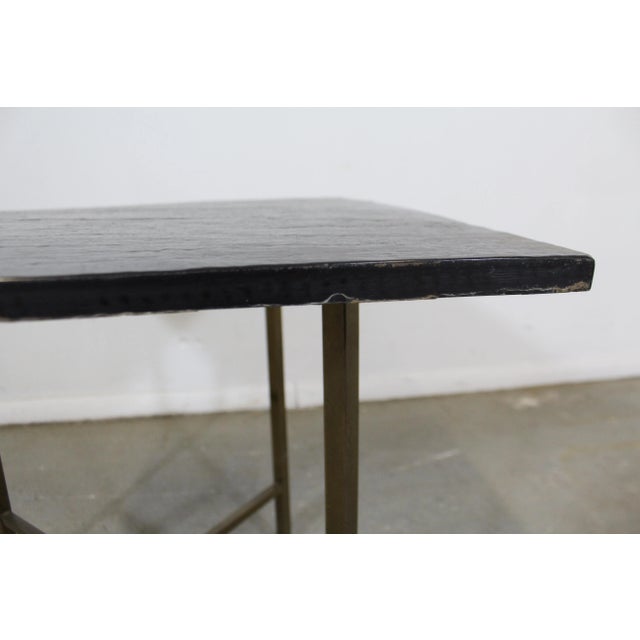 Mid-Century Modern Paul McCobb Style Brass X-Base Slate Top Side Table For Sale In Philadelphia - Image 6 of 13