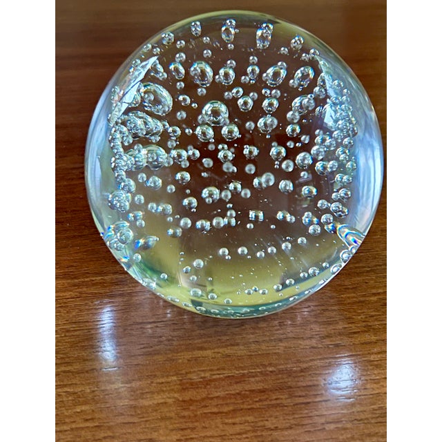 Mid 20th Century Vintage Blown Clear Controlled Bubble Art Glass Sphere Paperweight - 3.5" For Sale - Image 5 of 6
