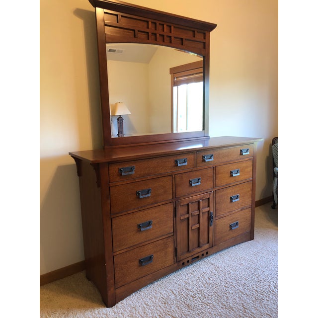 Broyhill Mission Style Dresser With Mirror | Chairish
