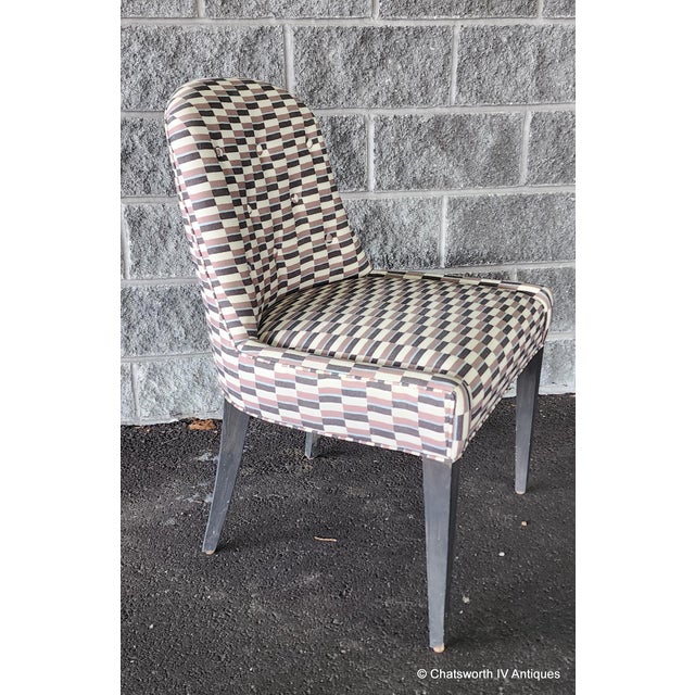 Set 10 Contemporary Mid Century Style Custom Made Dining Chairs W/ Zak & Fox Obi Pattern Material For Sale In New York - Image 6 of 14