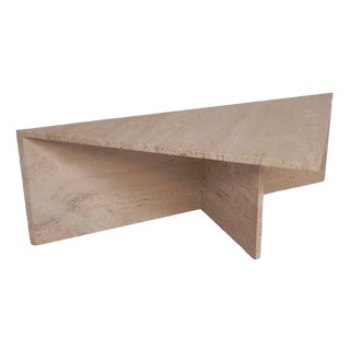 Mid-Century Travertine Coffee Table with Triangular Top, 1970s For Sale