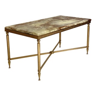 Vintage Brass and Marble Coffee Table, 1970s For Sale