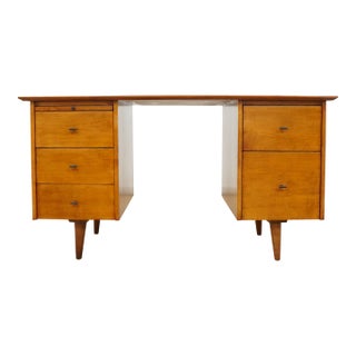 Vintage Attributed Paul McCobb MCM Double Pedestal Desk For Sale