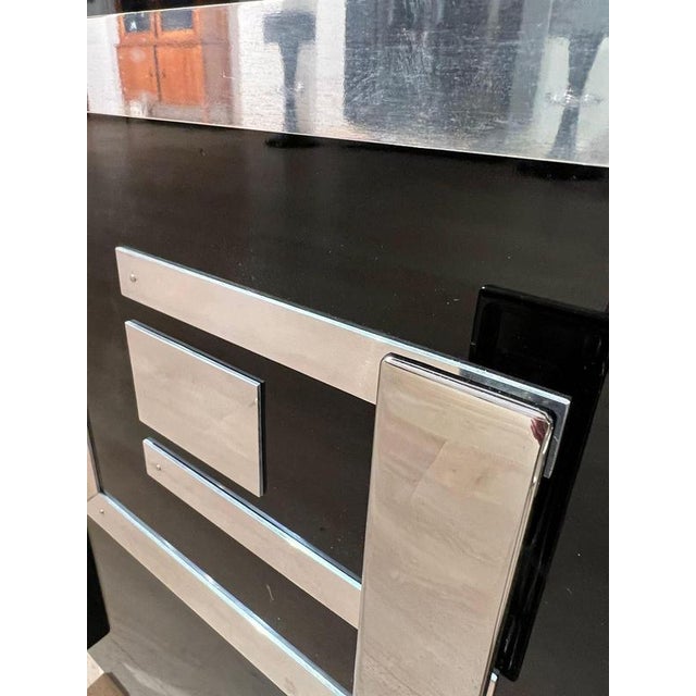 Art Deco Desk in Black Lacquer, Walnut & Metal, France, 1930s-1940s For Sale - Image 15 of 18