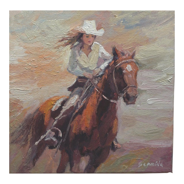 Original Oil Painting, Portrait of a Female Rider For Sale