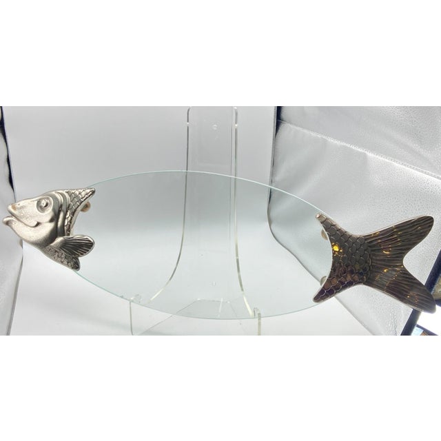 Vintage BMF/ Fritz Nagel Style Glass and Metal Fish Platter For Sale - Image 15 of 18