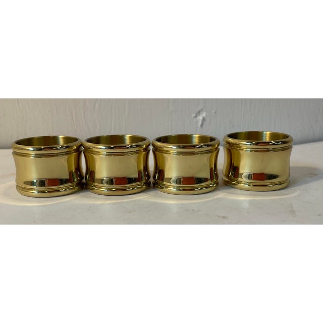 Vintage Heavy Brass Napkin Rings - Set of 4 For Sale - Image 4 of 7