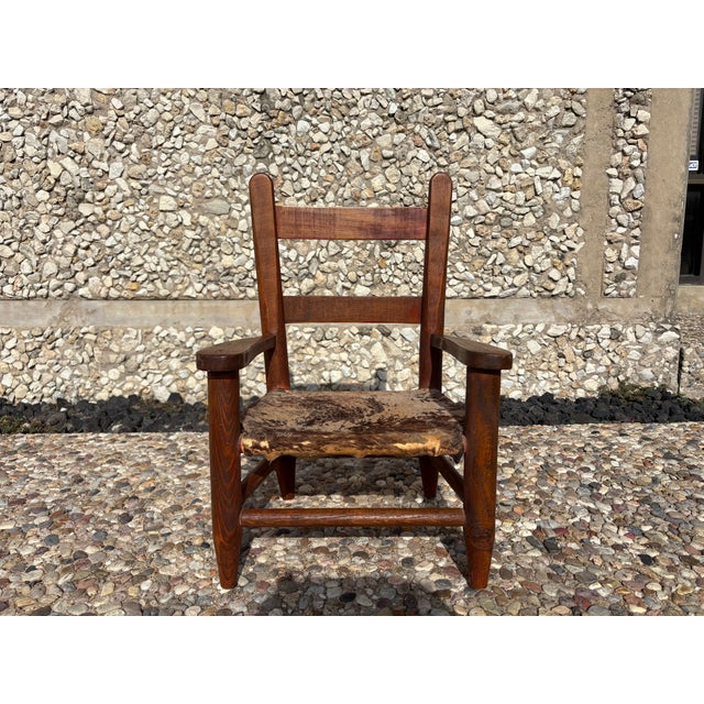Vintage Children's Chair With Hide Upholstery For Sale - Image 11 of 11