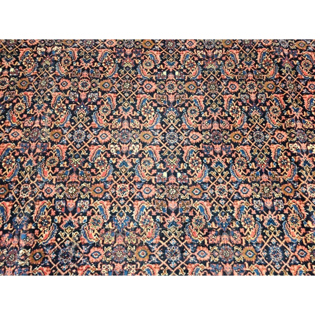 Vintage Persian Bidjar Rug, Hand-Knotted Wool, All-over Herati Geometric Pattern, Navy & Rust-Red,9x12 For Sale - Image 12 of 16