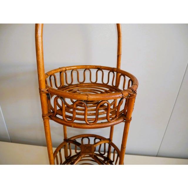 1960s Vintage Bottle Holder Bamboo Bottle Holder Cart, 1960s For Sale - Image 5 of 13