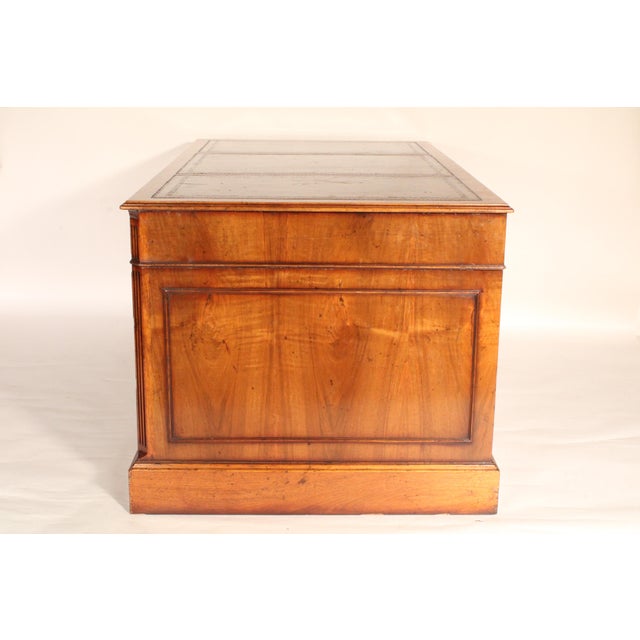 George II Style Burl Elm and Walnut Double Pedestal Desk For Sale - Image 4 of 13