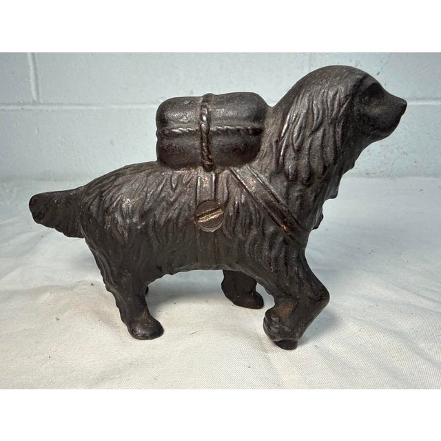 Figurative Antique Early 1900's Cast Iron St Bernard Dog Pack Still Coin Bank a.c. Williams For Sale - Image 3 of 10