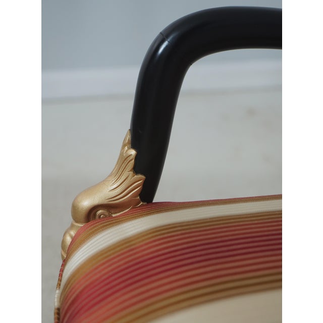 Textile Pair Neoclassical Dolphin Carved Arm Black Chairs For Sale - Image 7 of 18