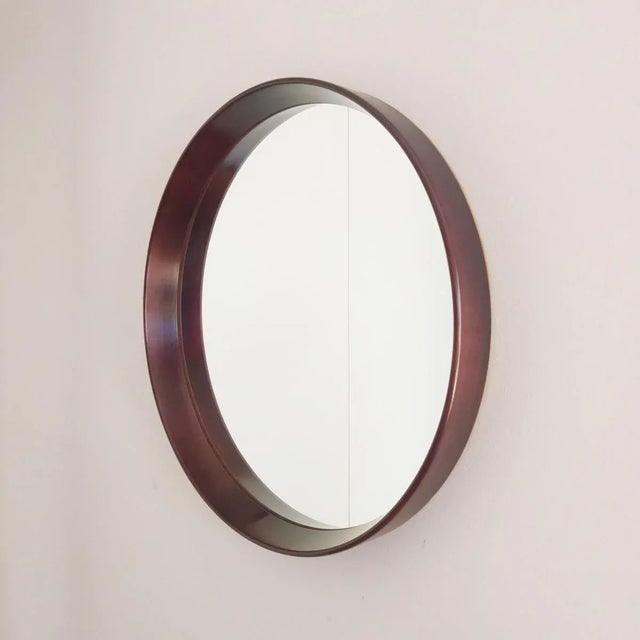 Vintage Scandinavian Round Teak Mirror, 1961 For Sale - Image 9 of 9