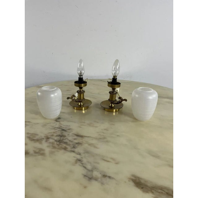 Mid-Century Brass and Murano Glass Table Lamps, 1950s, Set of 2 For Sale - Image 6 of 9