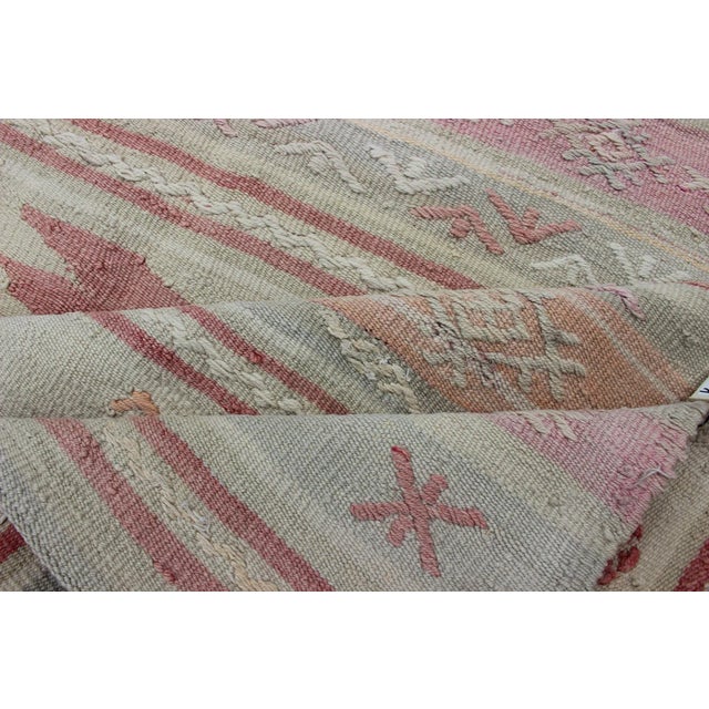 Turkish Vintage Kilim With Assorted Stripe Design in a Variety of Soft Colors For Sale - Image 10 of 12