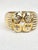 Make a striking statement with this exceptional vintage Greek Revival clamper cuff bracelet. Modeled after classical...