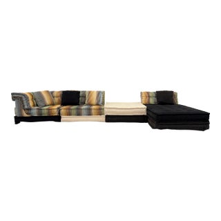 1970s Authentic Roche Bobois Mah Jong Modular Sectional Sofa – Missoni Home & Velvet Edition (5 Seats) For Sale