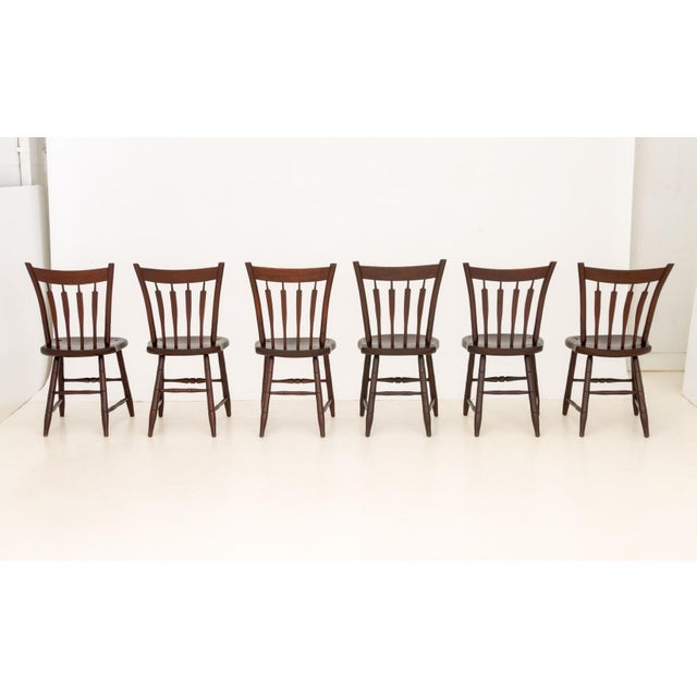 American Slat Back Maple Dining Chairs, 6 For Sale - Image 4 of 8