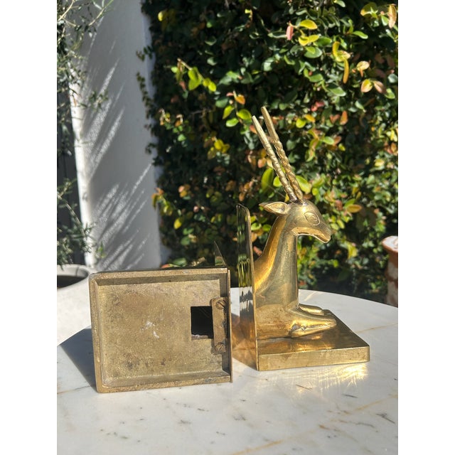 Vintage Brass Antelope Bookends – Pair For Sale - Image 15 of 15
