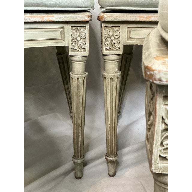 1980s Set of 5 French Louis XVI Style Caned Dining Chairs in Distressed Finish For Sale - Image 10 of 18
