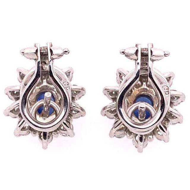 18 Karat White Gold Sapphire and Diamond Cluster Earrings For Sale In New York - Image 6 of 12