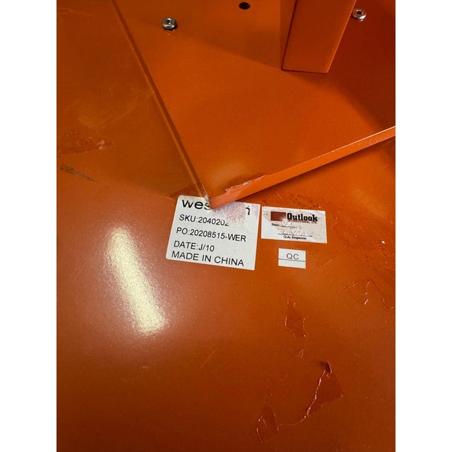 Orange Lacquer Round Table, 30 in Across, Glossy Finish, Splayed Legs ...