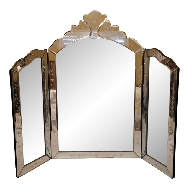 1960s Tri Fold Dresser Mirror by Anthropologie For Sale