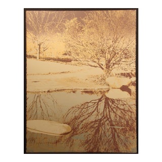 1980s Ted Thomas "Looking Glass I" Signed Numbered Fine Art Serigraph of Trees & Pond For Sale