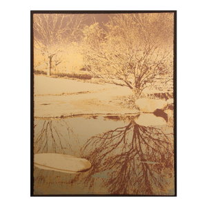 1980s Ted Thomas "Looking Glass I" Signed Numbered Fine Art Serigraph of Trees & Pond
