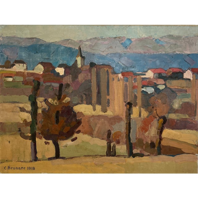 Charles Emile Brunner, Campagne genevoise, 1918, Oil on Canvas For Sale - Image 11 of 11