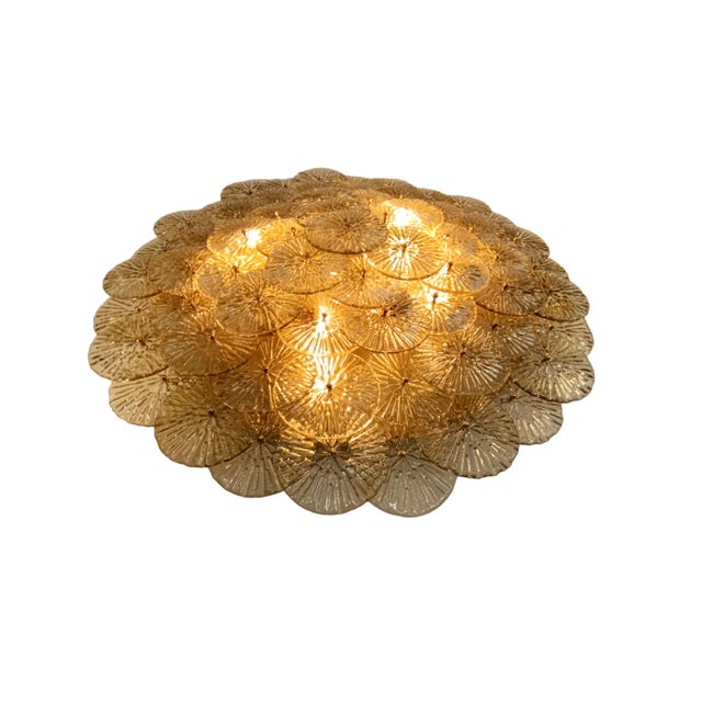 Large Ceiling Light with Amber Murano Glass Discs, 1960s For Sale - Image 4 of 4
