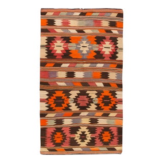 Modern Kilim Handmade Colorful Geometric Wool Rug For Sale