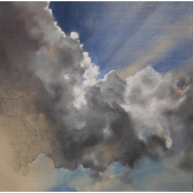 Sky 60 by James Van Fossan | Oil on cradled panel Cloudy sky with blue and gray tones. For Sale