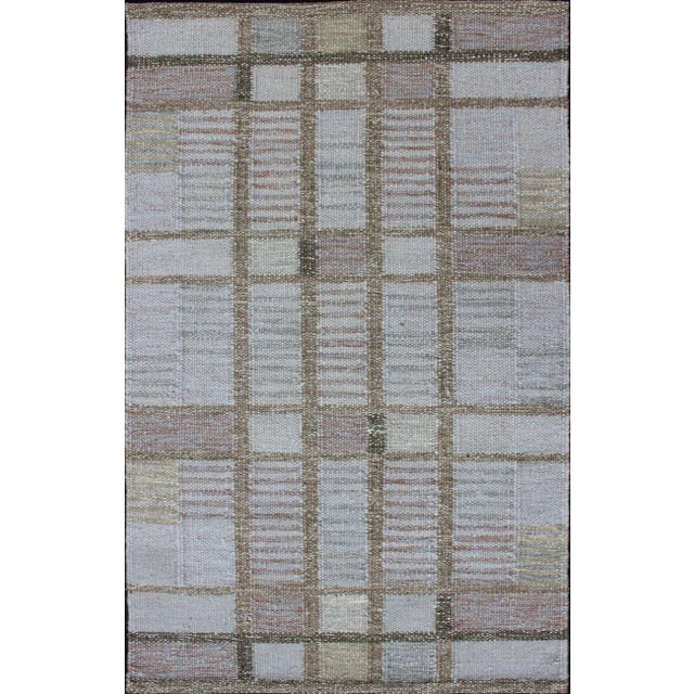 Gray Geometric Stripe Block Rug by Keivan Woven Arts, 3'0 X 5'0 For Sale - Image 10 of 10